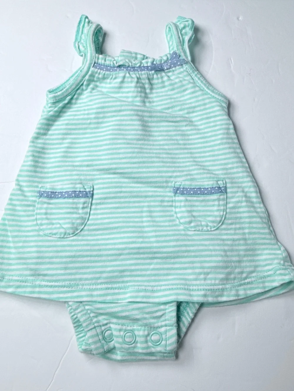Carter's Lavender Short Sleeve Top & Mint-Striped Tank Set